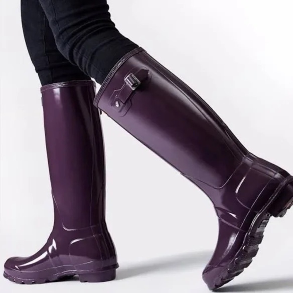 Tall Hunter boots - glossy dark purple